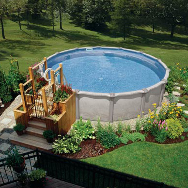 Above Ground Pool with Built on Stairs